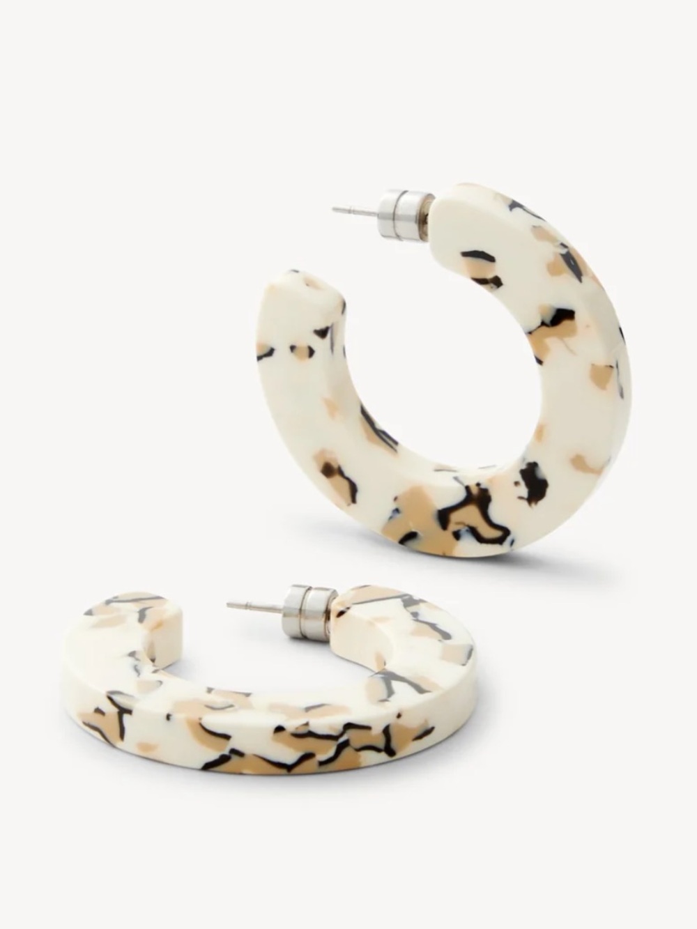 NWT Machete acetate Terrazzo Kate Hoop Earrings - cream, black, beige